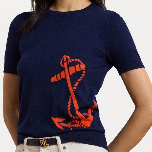 Lauren Ralph Lauren Sweaters - NWT Lauren Ralph Lauren Knit Sweater with Orange Anchor Design, size M